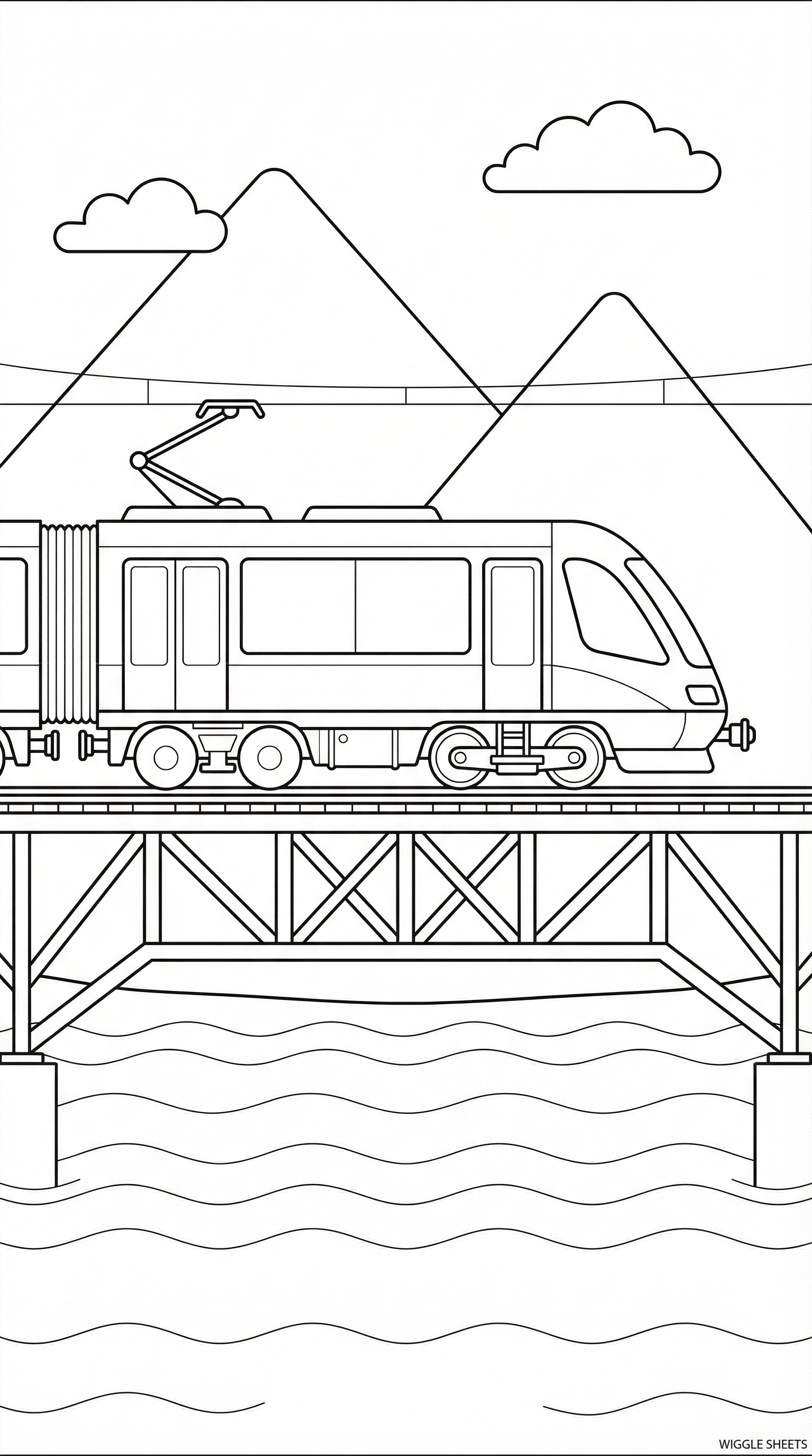 Electric Train Bridge Coloring Page